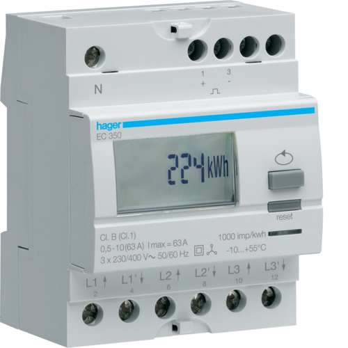 EC350 3Ph Kwhmeter direct 63A